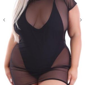 Black mesh swimsuit cover up